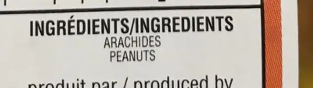 Yum nature ingredients label