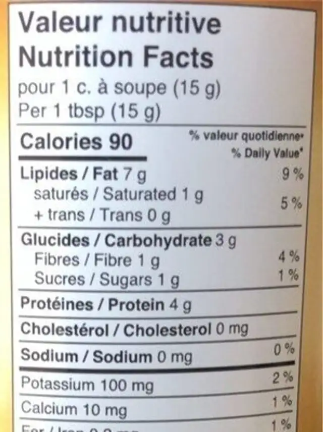 Organic Peanut Butter Crunchy nutrition facts table