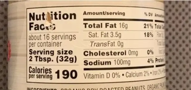 Organic Peanut Butter Spread Creamy nutrition facts table
