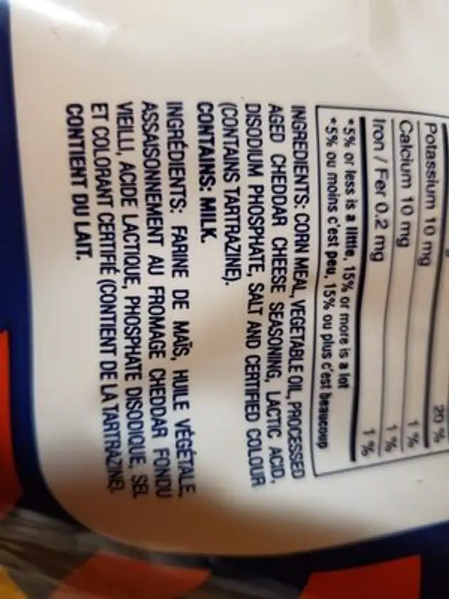 cheezies ingredients label