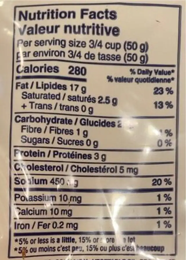 cheezies nutrition facts table