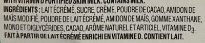 Danette choco noisette ingredients label