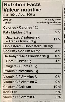 Danette choco noisette nutrition facts table
