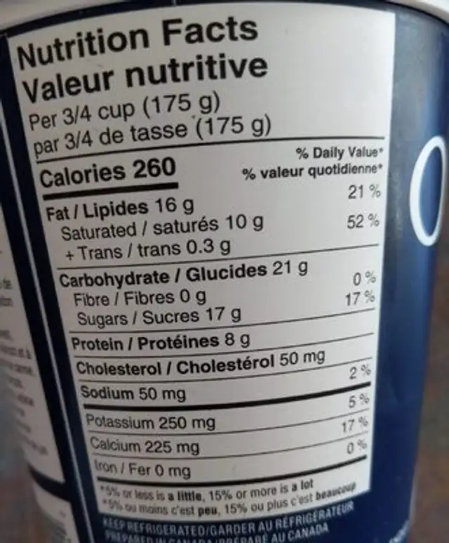 Vanilla bean and apricot extra creamy yogurt nutrition facts table