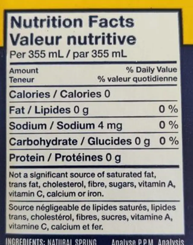 montellier lemon nutrition facts table