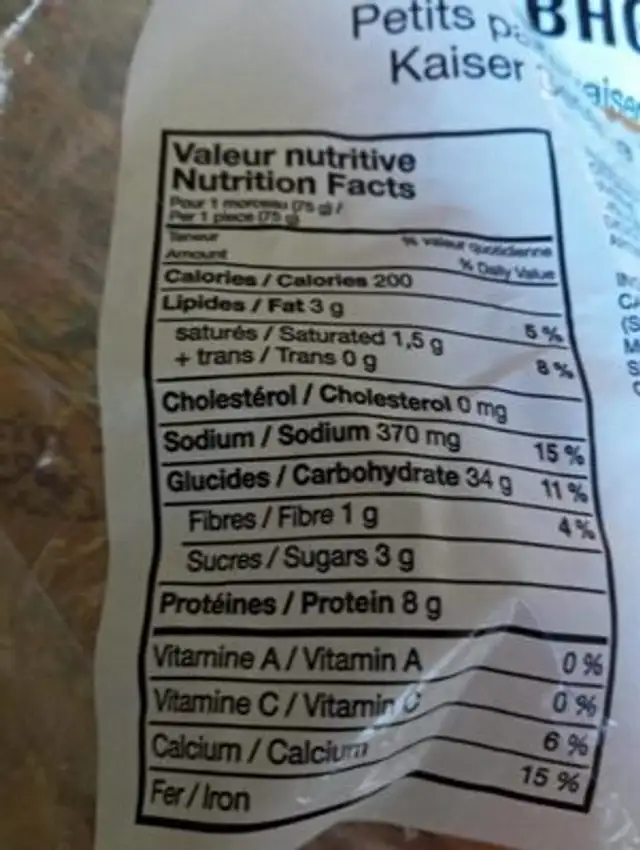 Pains hamburger nutrition facts table