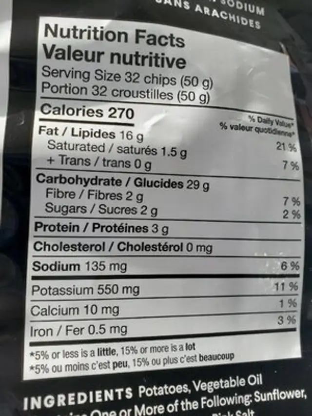 Simplement rose nutrition facts table