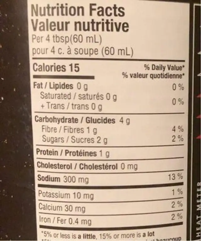 Neal brothers oh this is hot salsa nutrition facts table