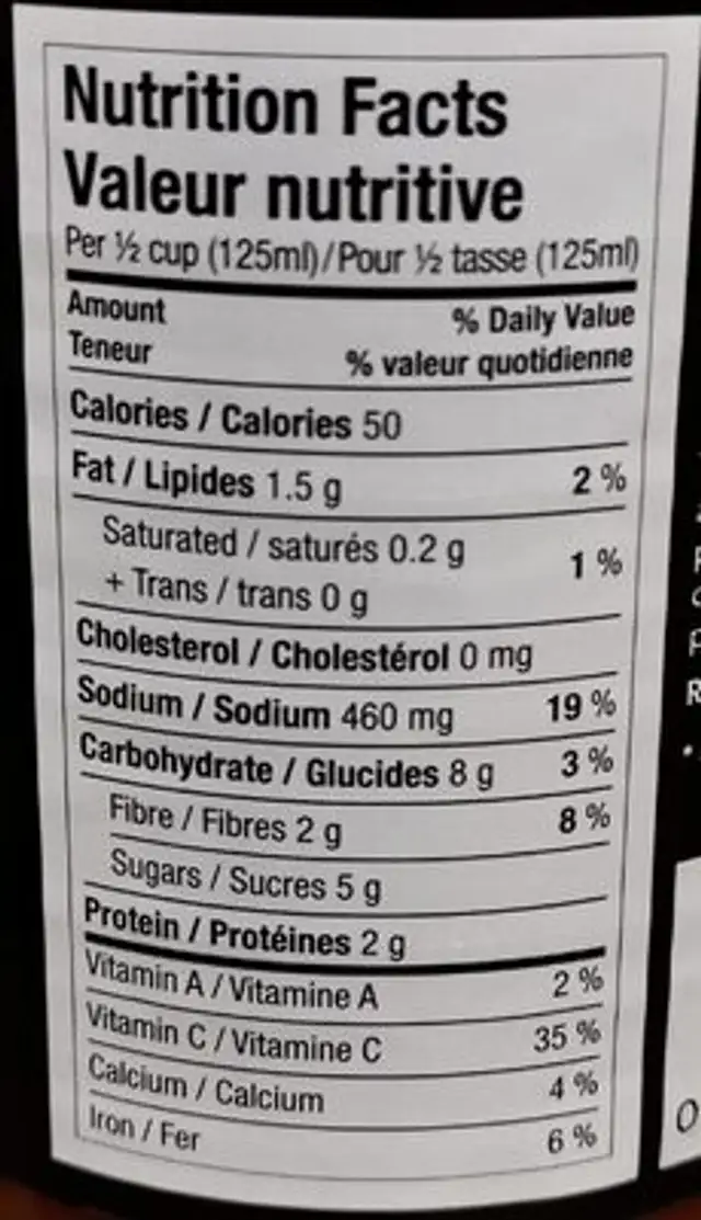 Poivrons rouges intenses nutrition facts table