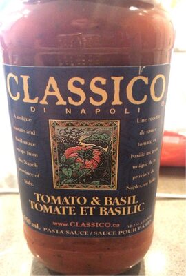 Tomato and basil sauce front packaging