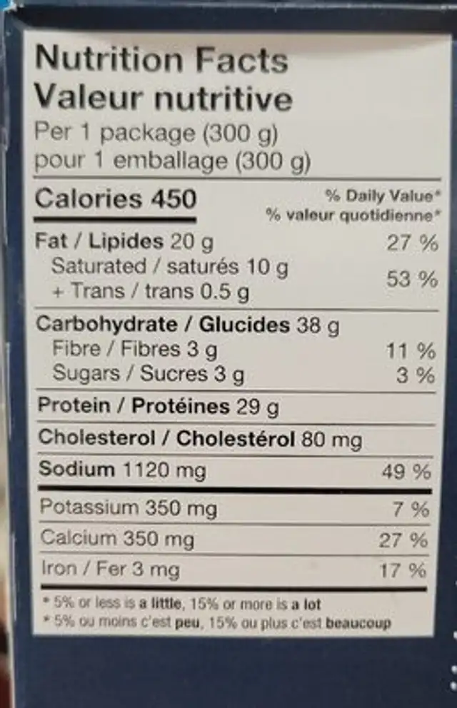 Creamy Cajun Alfredo with Chicken & Sausage nutrition facts table