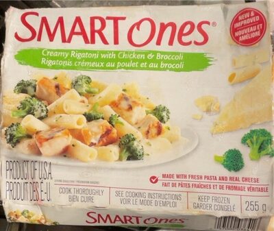 Smart ones creamy rigatoni with chicken and broccoli front packaging