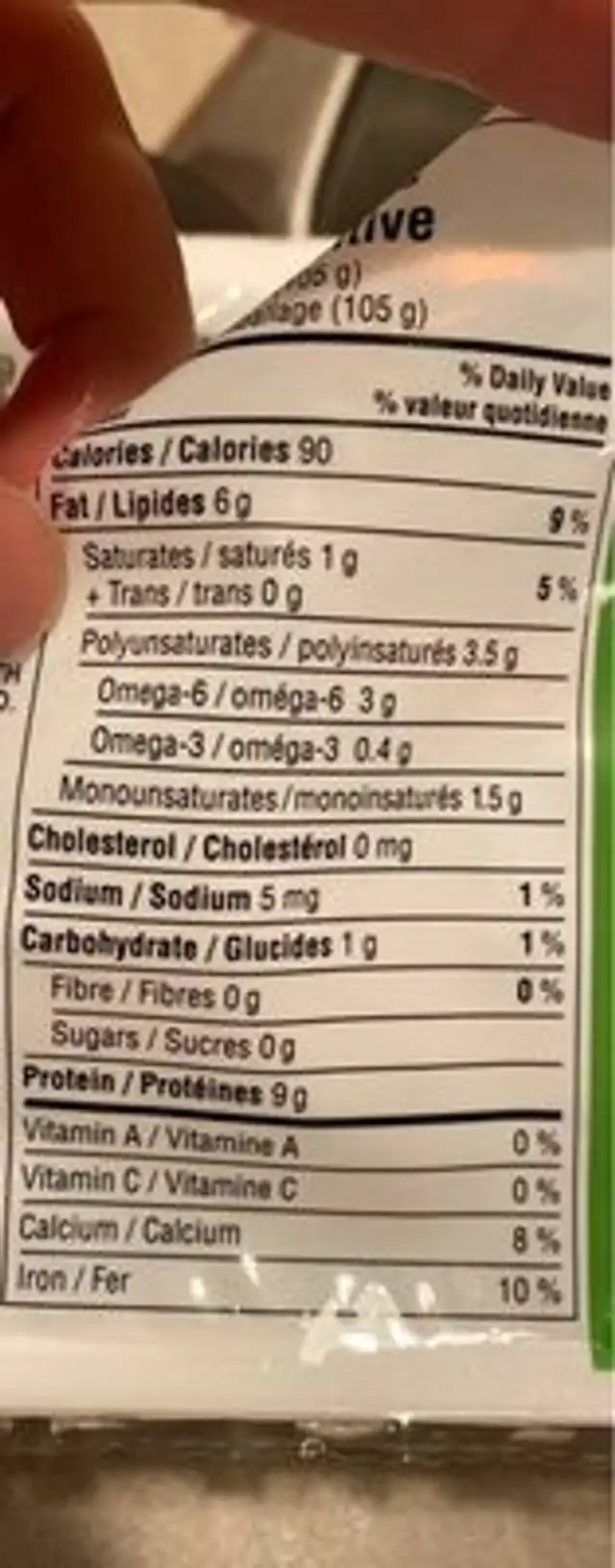 Tofu ferme nutrition facts table