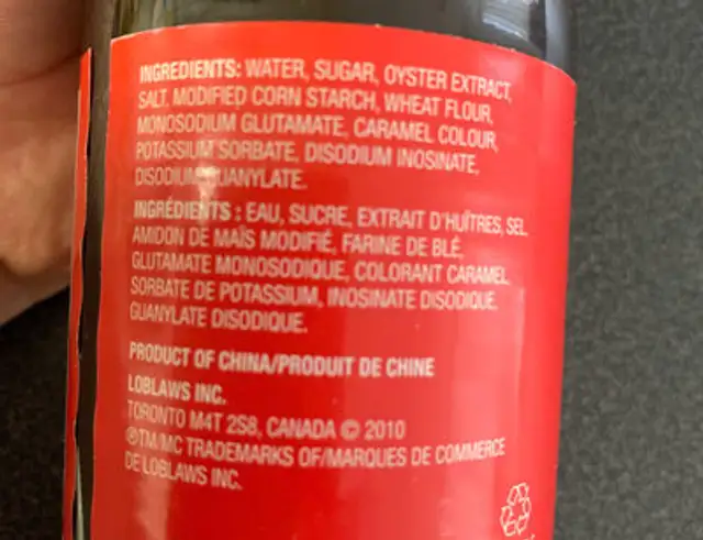 Oyster sauce ingredients label