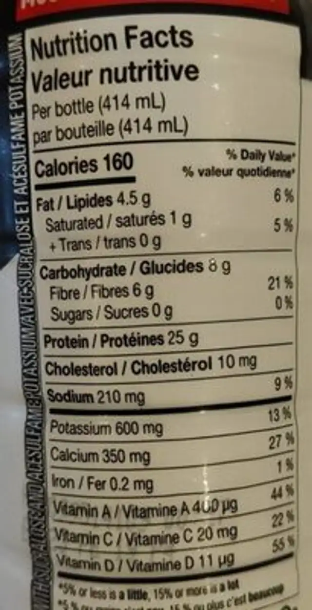Muscle milk protein nutrition facts table