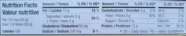 Whole Smoked Oysters nutrition facts table