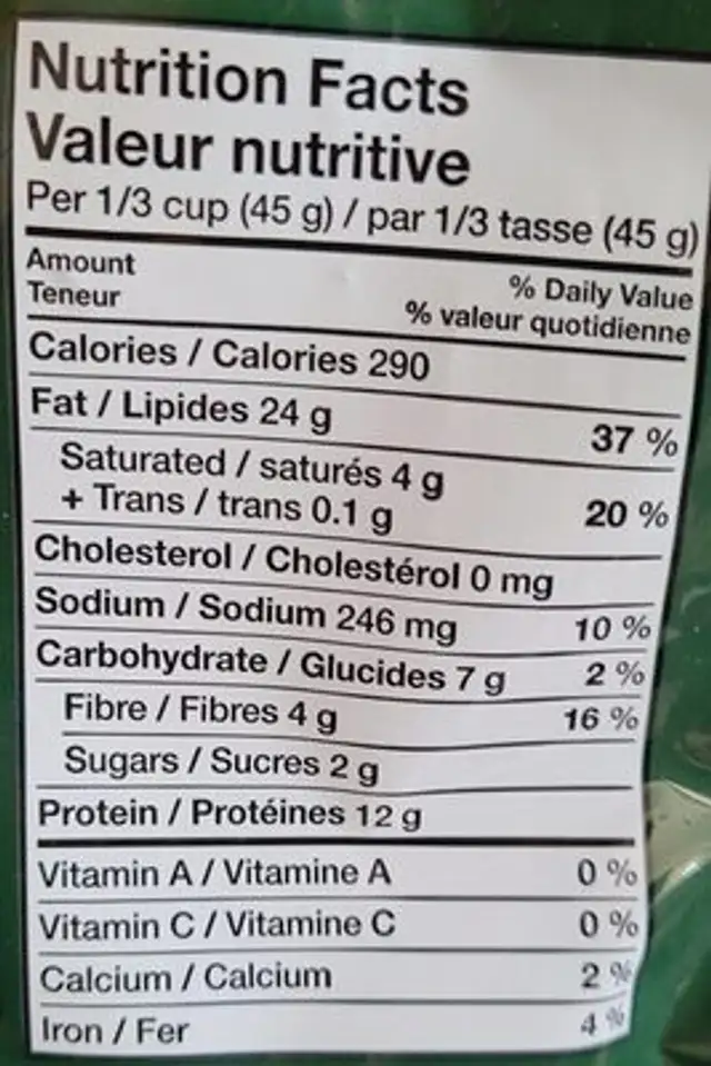 Kettle cooked peanuts Jalapeno nutrition facts table