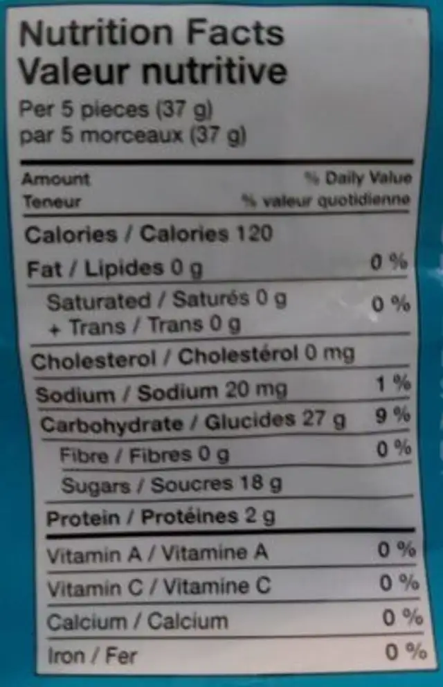 CO-OP Mixed Gummy Treats nutrition facts table