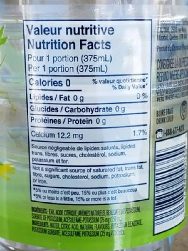 Eau naya arômes naturels citron-lime nutrition facts table