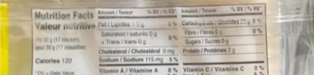 Rice crackers nutrition facts table