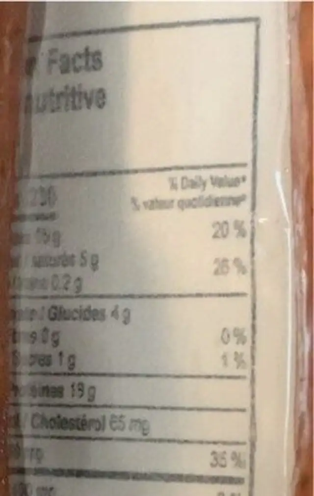 Ukrainian garlic sausage nutrition facts table