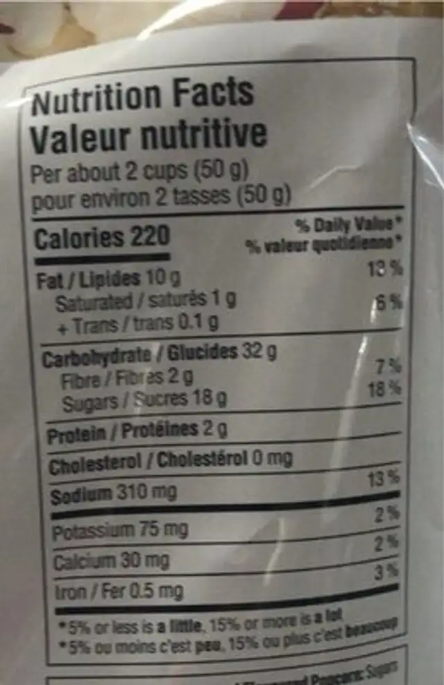 Mixes & mingles nutrition facts table