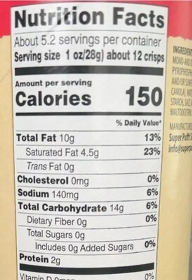 Super Stack nutrition facts table