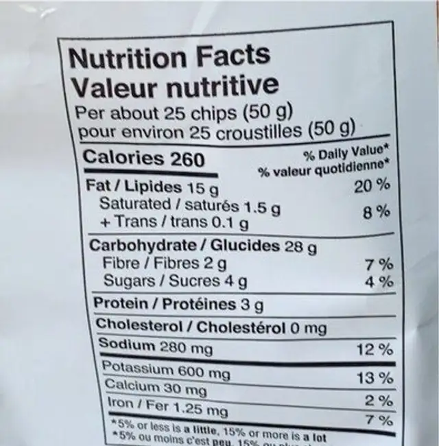 Croustilles ketchup nutrition facts table