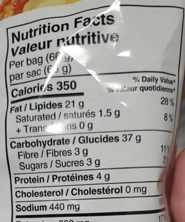 Chips barbecue nutrition facts table
