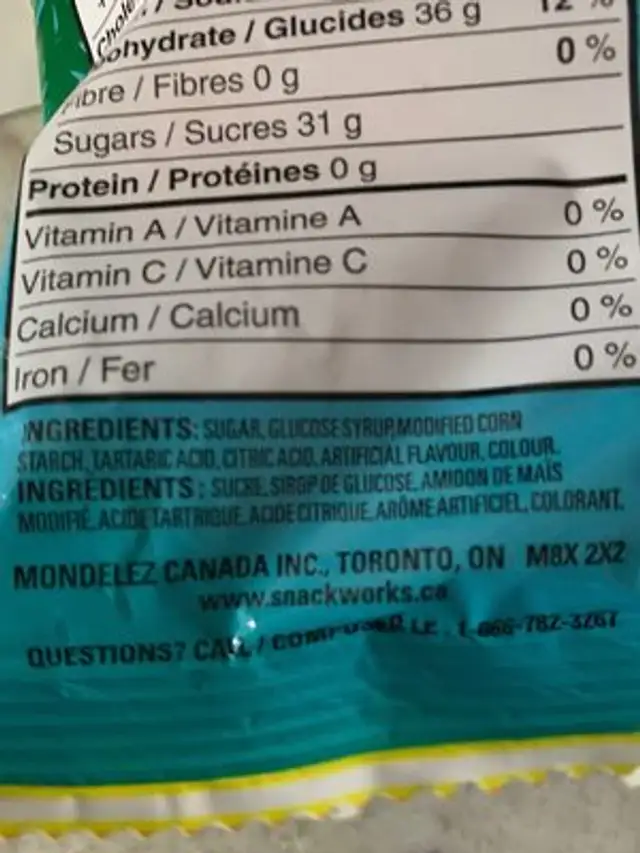 Sour patch kids ingredients label