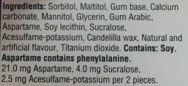 Unknown ingredients label