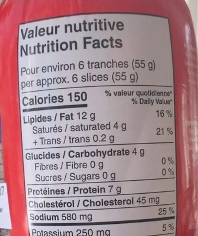 Amerigo au pepperonie nutrition facts table