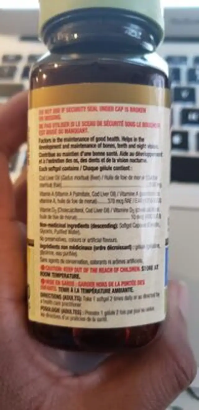 Life Cod Liver Oil ingredients label