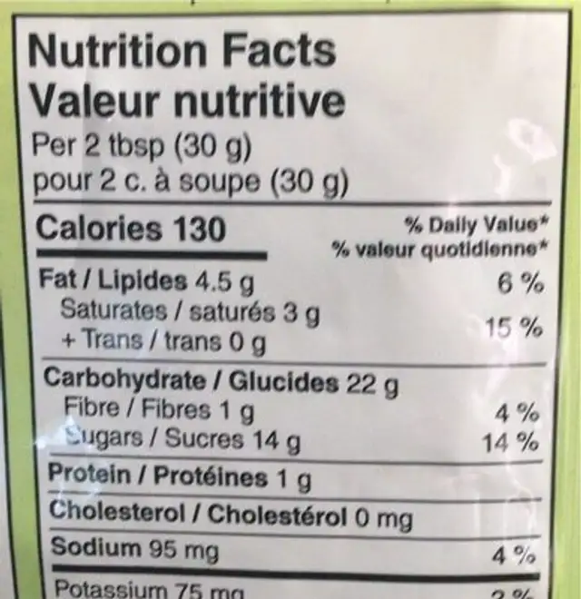 Dirt & Worms nutrition facts table