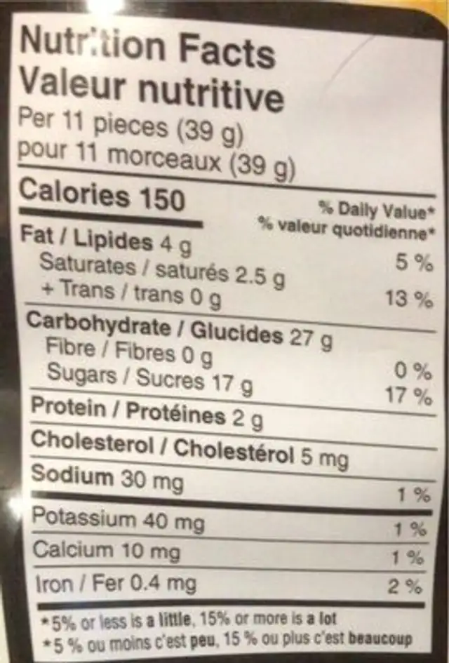 Gummy bears oursons gélatine nutrition facts table