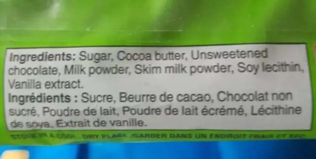 solid bunny milk chocolate ingredients label