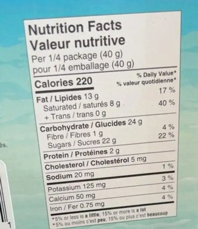 Chocolat paque nutrition facts table
