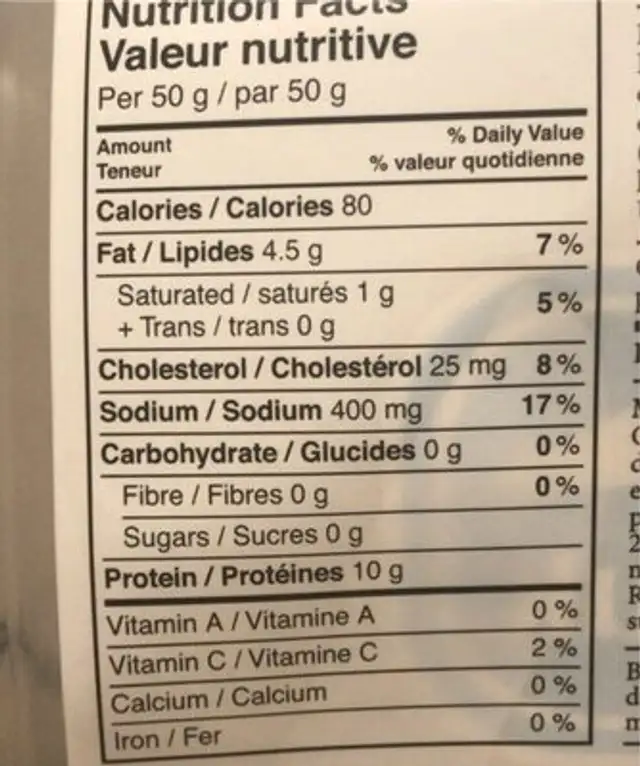 Saumon arc en ciel nutrition facts table