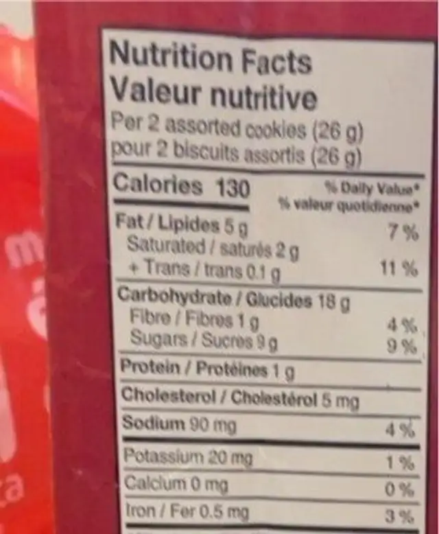 Les chouchous de la famille nutrition facts table