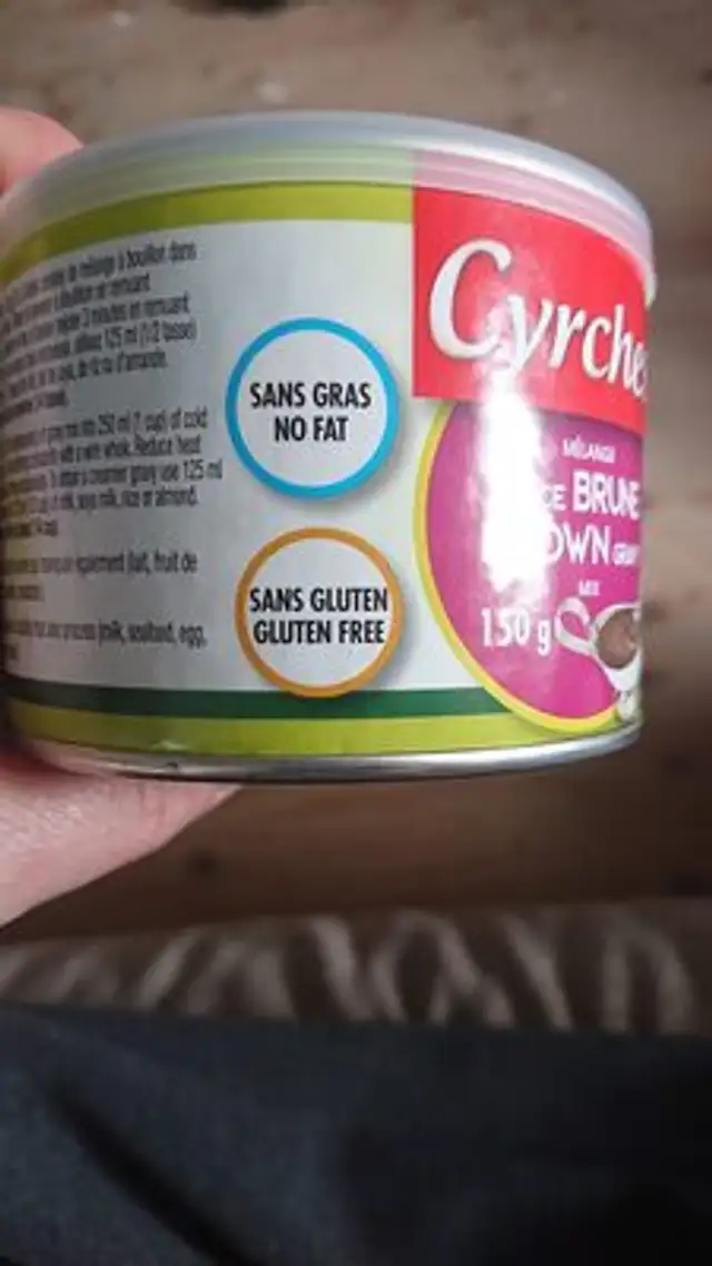 Brown Gravy Gluten Free ingredients label