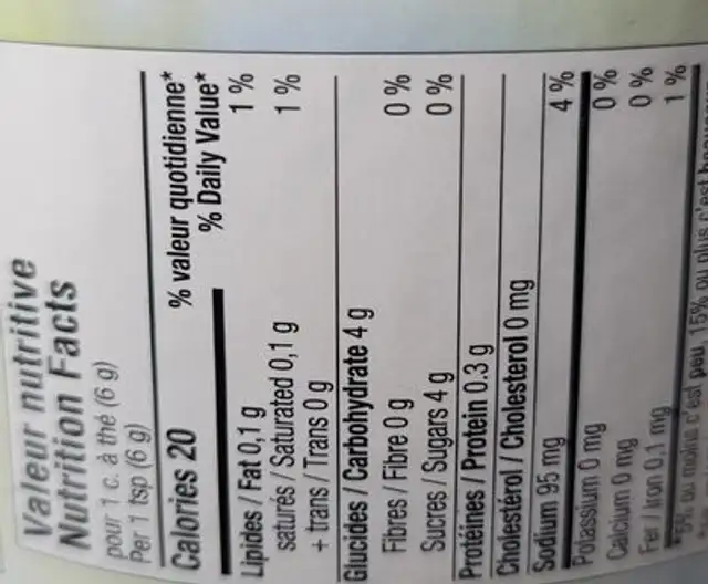 Brown Gravy Gluten Free nutrition facts table