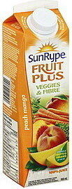 Sunrype 100% Juice Peach Mango front packaging
