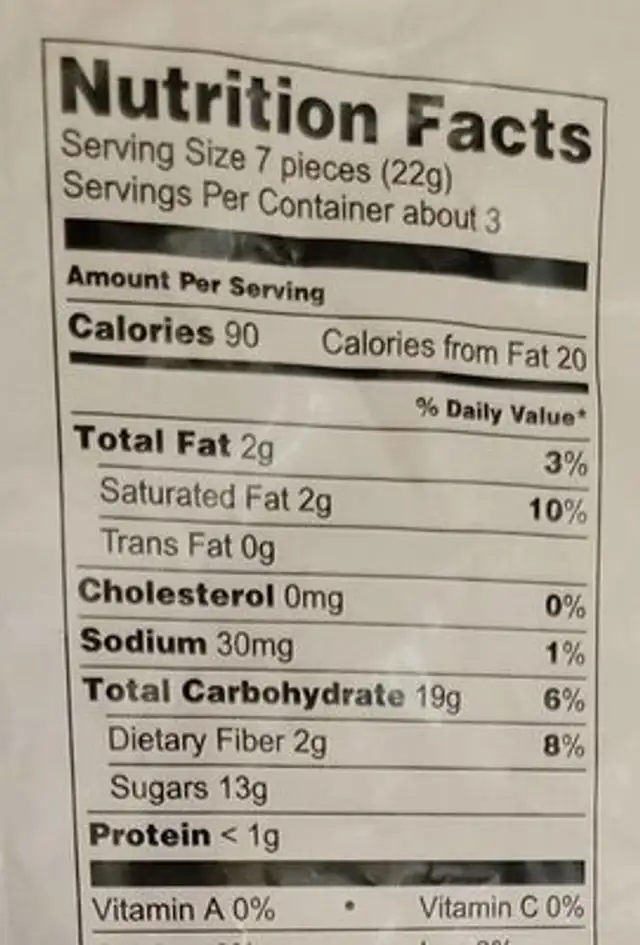 Martin's family fruit farm nutrition facts table