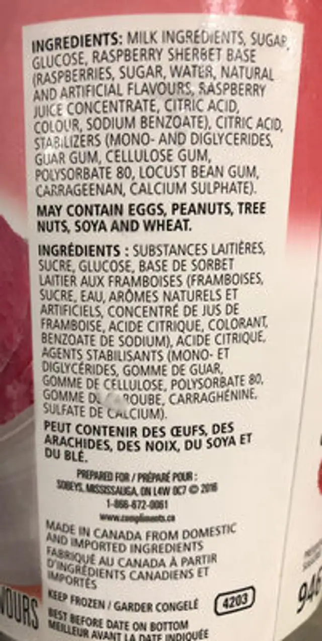 Unknown ingredients label