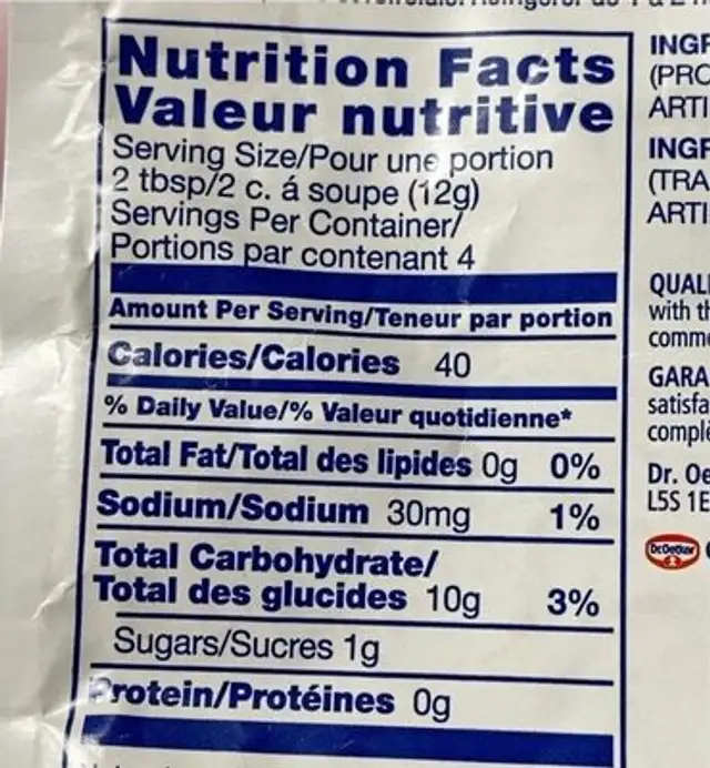 Chocolate pudding mix nutrition facts table