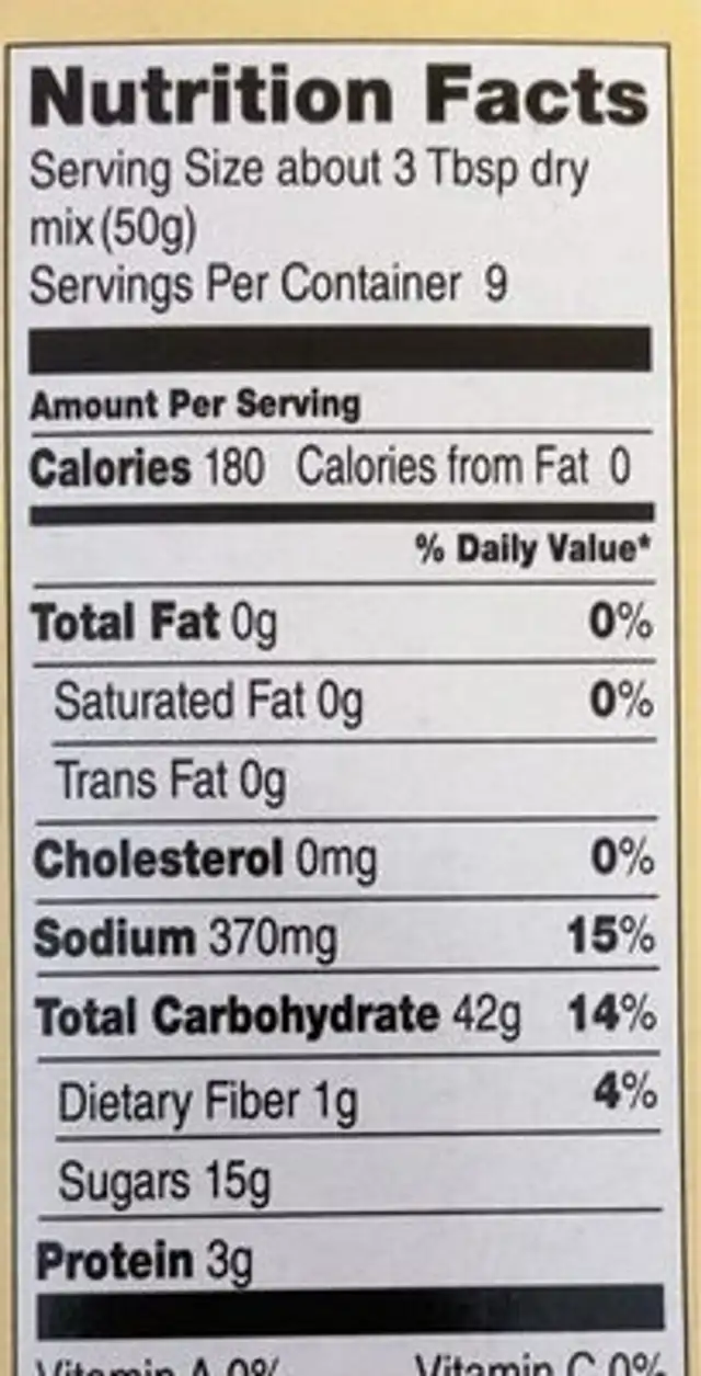 Mix muffin cornmeal organic nutrition facts table
