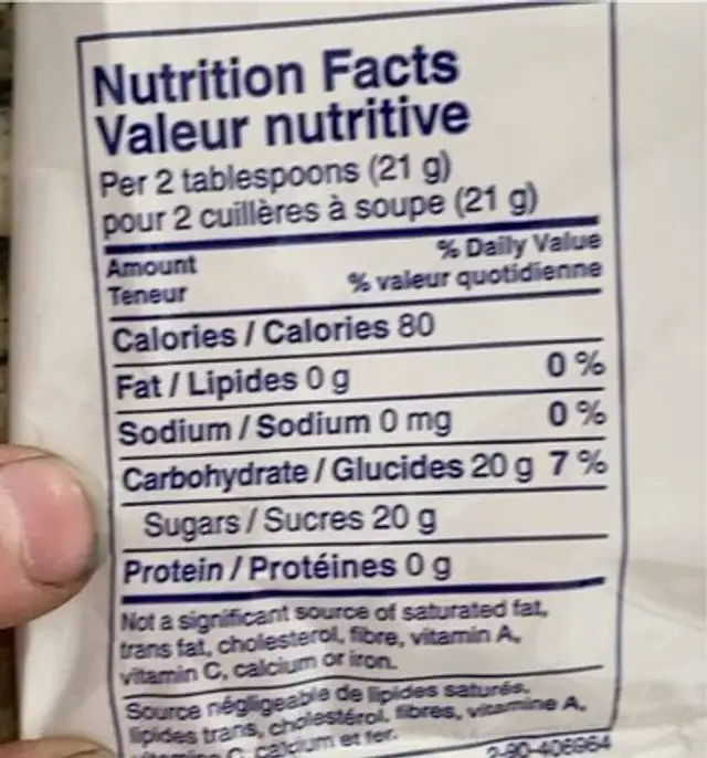 Grape raisin nutrition facts table