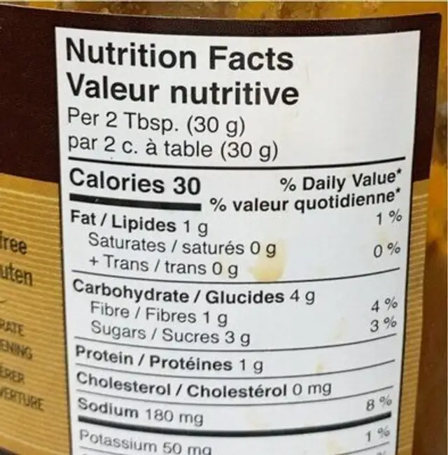 Gourmet Antipasto nutrition facts table
