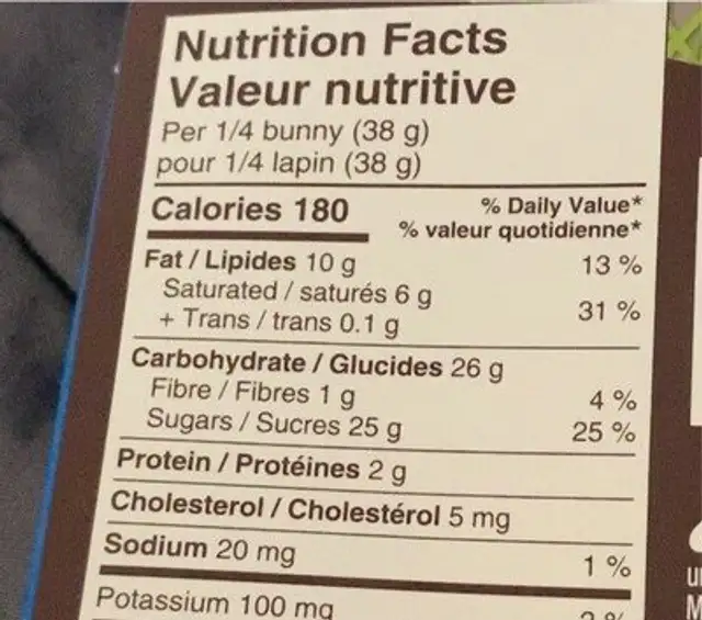 Mr solid nutrition facts table