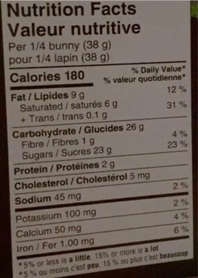 mr.munchy nutrition facts table